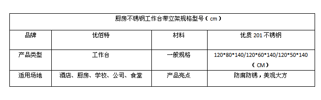 榴莲网站视频不锈钢工作台带立架规格型号